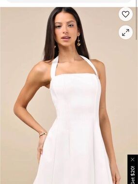 Lulus White Halter A-Line Dress